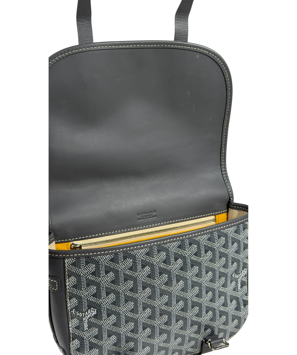 GOYARD Personalized "L.W" Grey Goyardine Canvas Belvedere Pm Messenger Bag