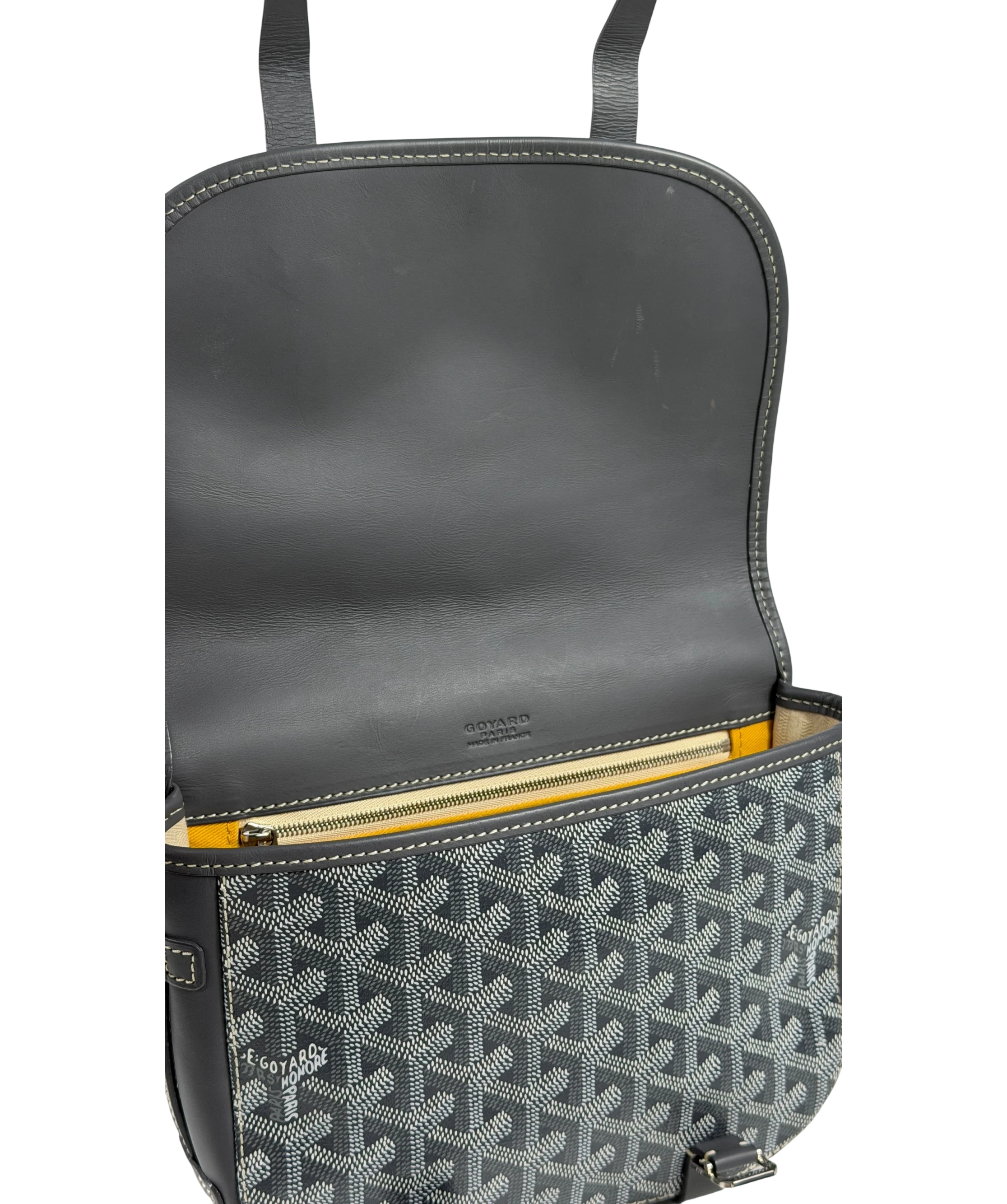 GOYARD Personalized "L.W" Grey Goyardine Canvas Belvedere Pm Messenger Bag