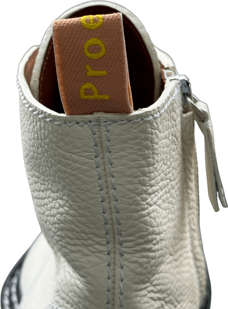 Proenza Schouler Cream Pebbled Leather Lace Up Chunky Boots UK 7 EU 40 👠 - Reliked