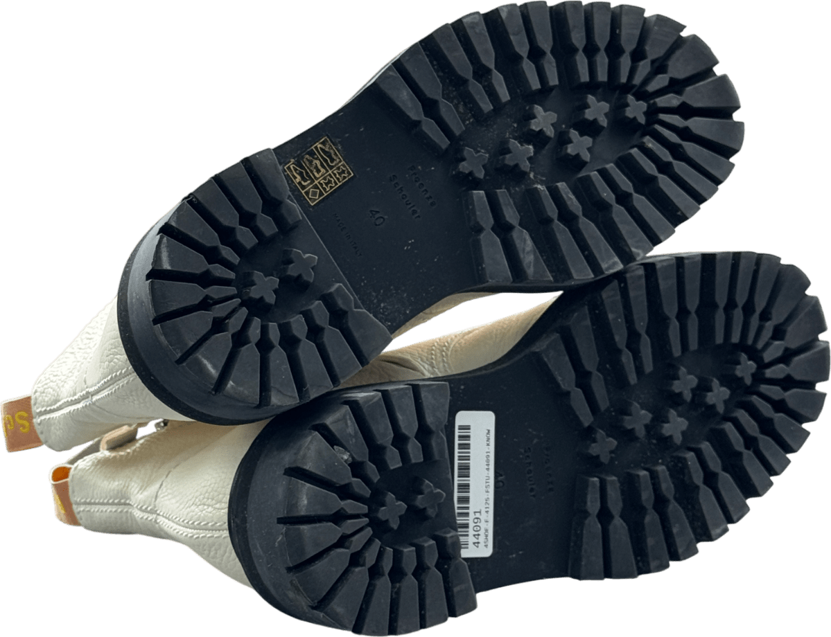 Proenza Schouler Cream Pebbled Leather Lace Up Chunky Boots UK 7 EU 40 👠 - Reliked