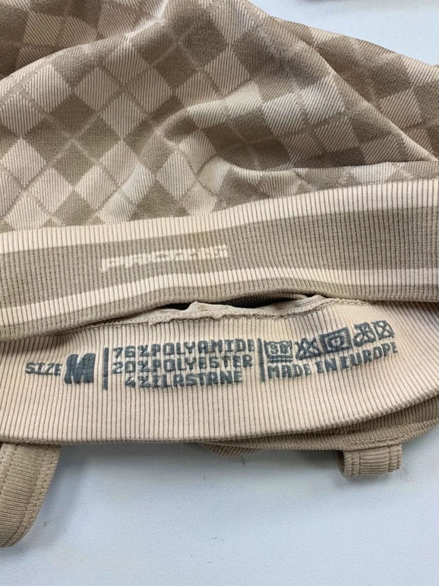 Prozes Beige Argyle Knit Crop Top UK M - Reliked