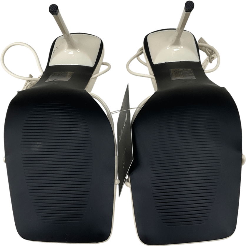 Public Desire Cream Jiggy Ecru Pu Stiletto Square Toe Barely There UK 8 EU 41 👠 - Reliked