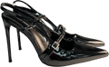 Public Desire Forget Me Not Black Embellished Buckle Detail Sling Back Court Heels UK 8 EU 41 👠 - Reliked