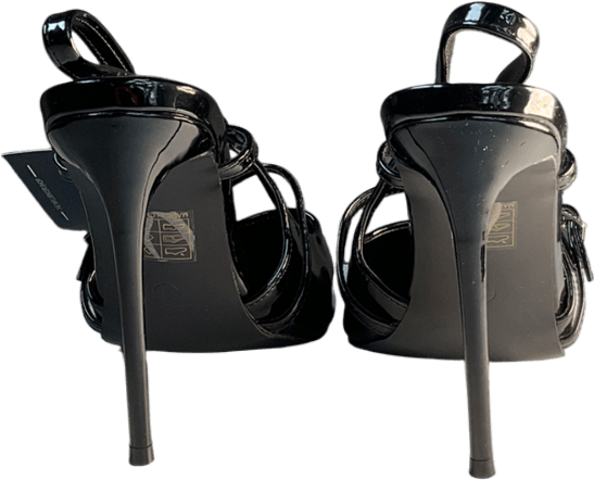 Public Desire Forget Me Not Black Embellished Buckle Detail Sling Back Court Heels UK 8 EU 41 👠 - Reliked