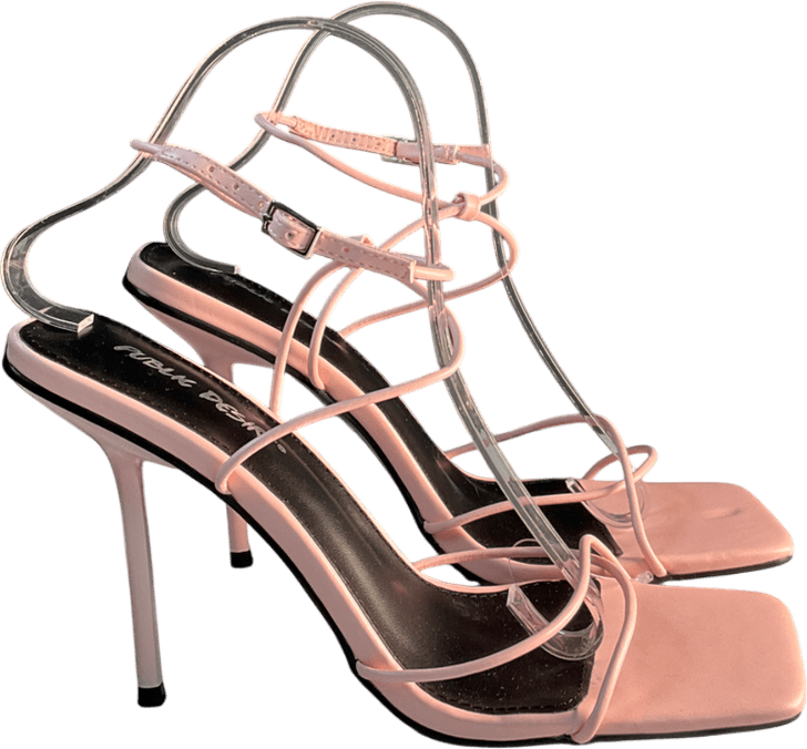 Public Desire Pink Square Toe High Heels UK 8 EU 41 👠 - Reliked