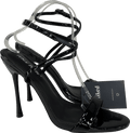 Public Desire Soho Black Patent Barely There Strappy Stiletto Heels UK 8 EU 41 👠 - Reliked