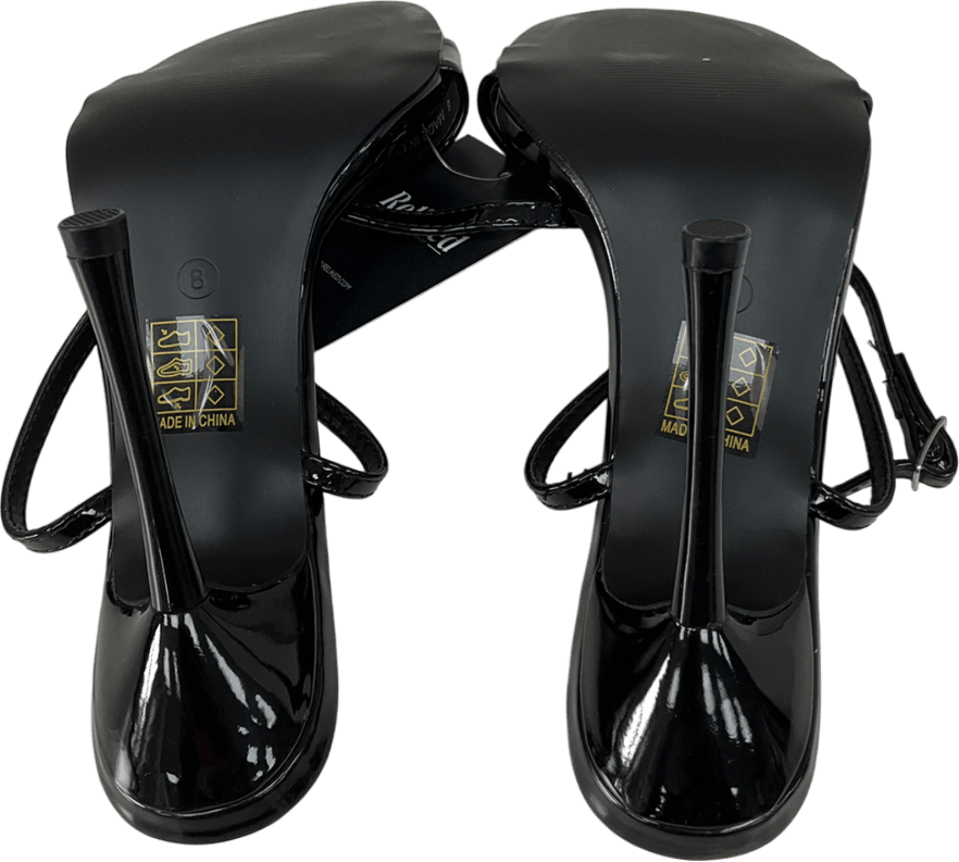 Public Desire Soho Black Patent Barely There Strappy Stiletto Heels UK 8 EU 41 👠 - Reliked