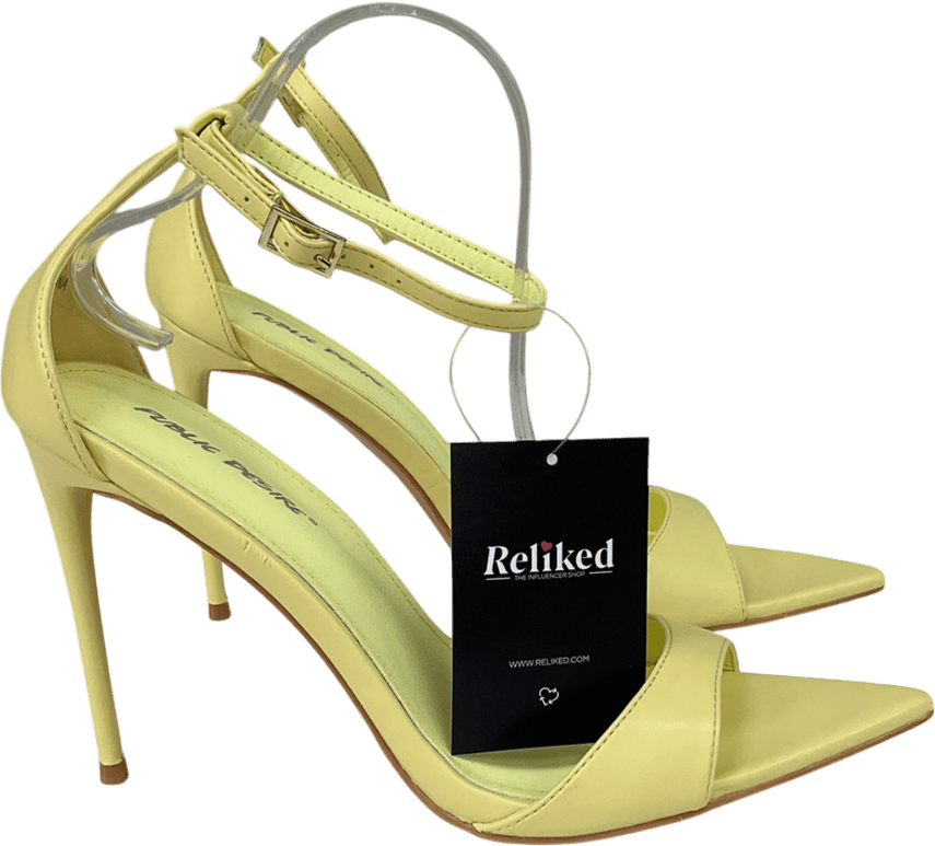 Public Desire Yellow Kelisa Lemon Pu Pointed Toe Barely There Stiletto High Heels UK 8 EU 41 👠 - Reliked