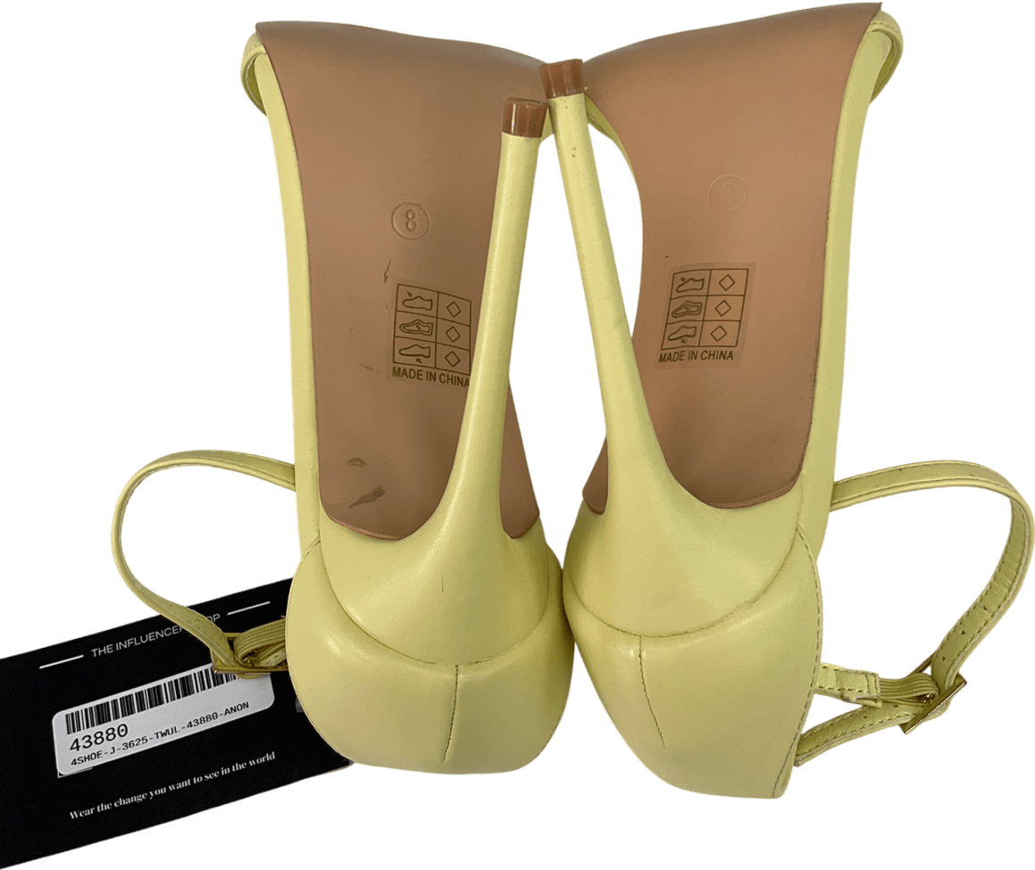 Public Desire Yellow Kelisa Lemon Pu Pointed Toe Barely There Stiletto High Heels UK 8 EU 41 👠 - Reliked