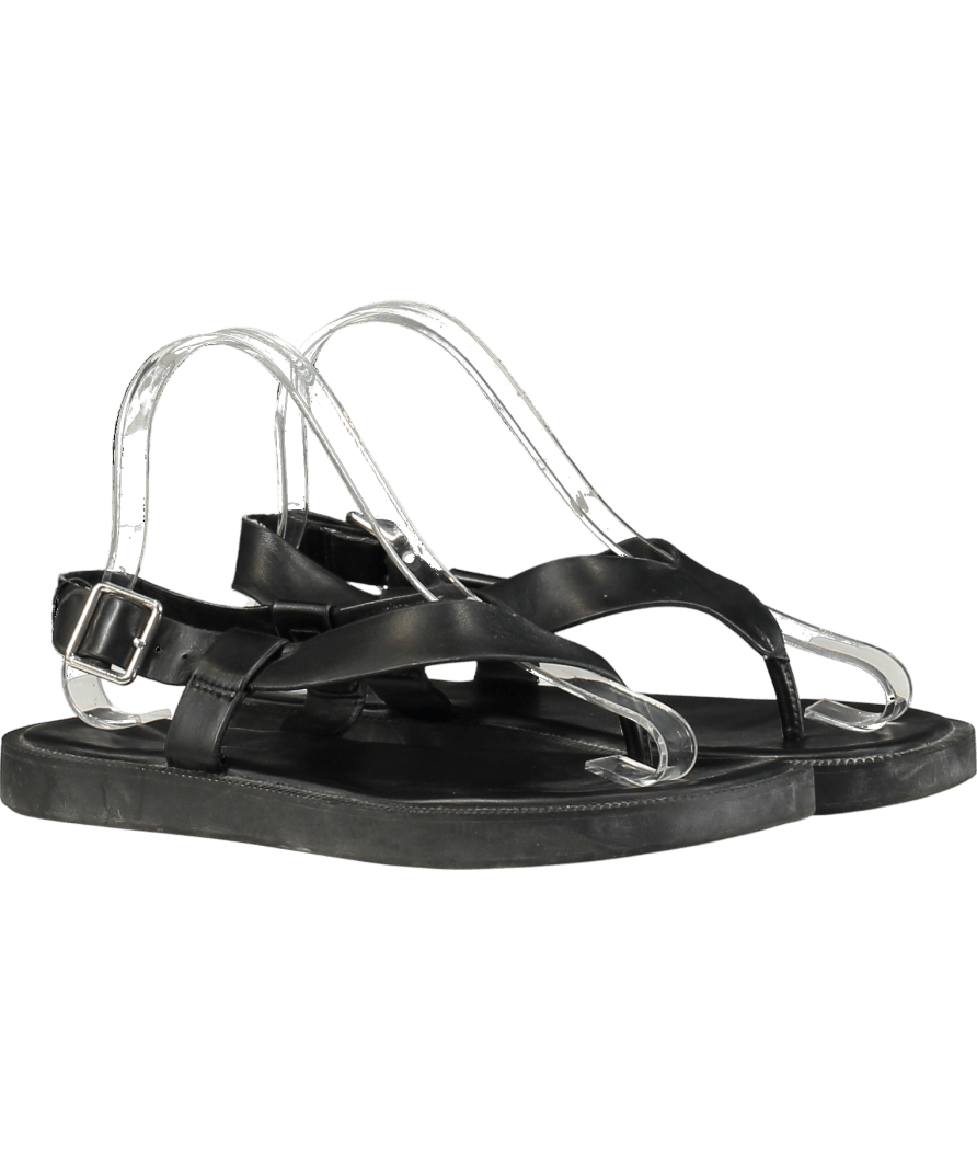 Pull&Bear Black Flat Thong Sandals UK 4 EU 37 👠 - Reliked