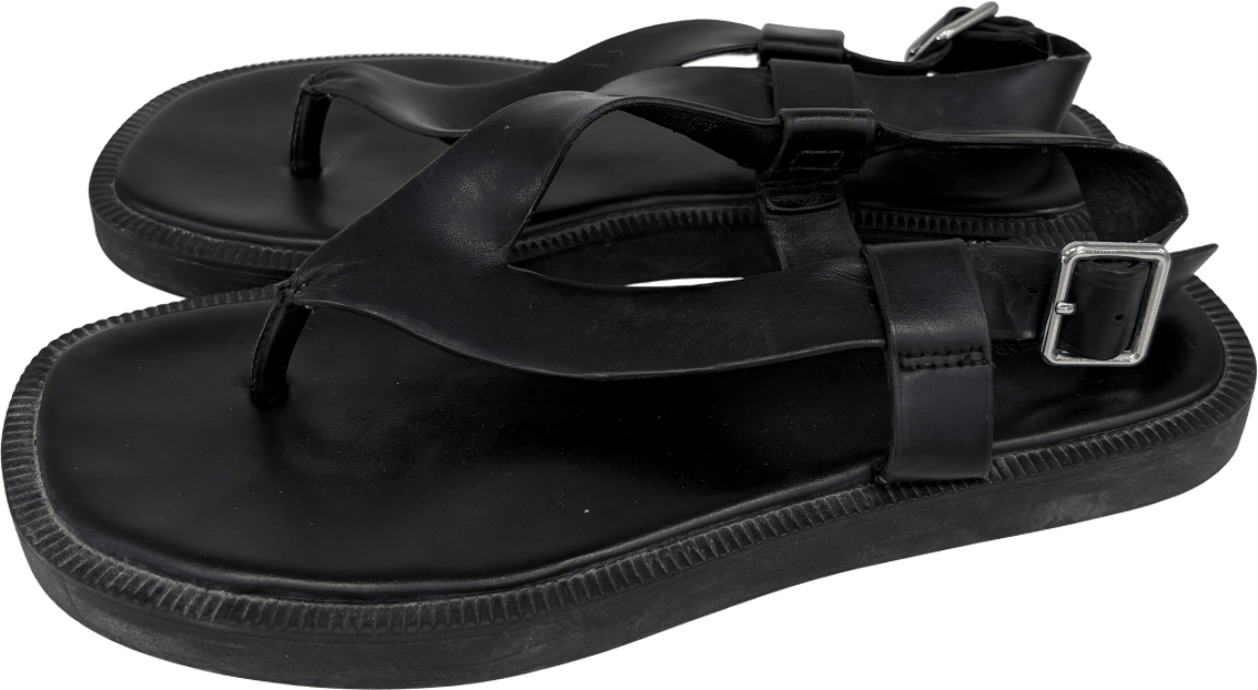 Pull&Bear Black Flat Thong Sandals UK 4 EU 37 👠 - Reliked