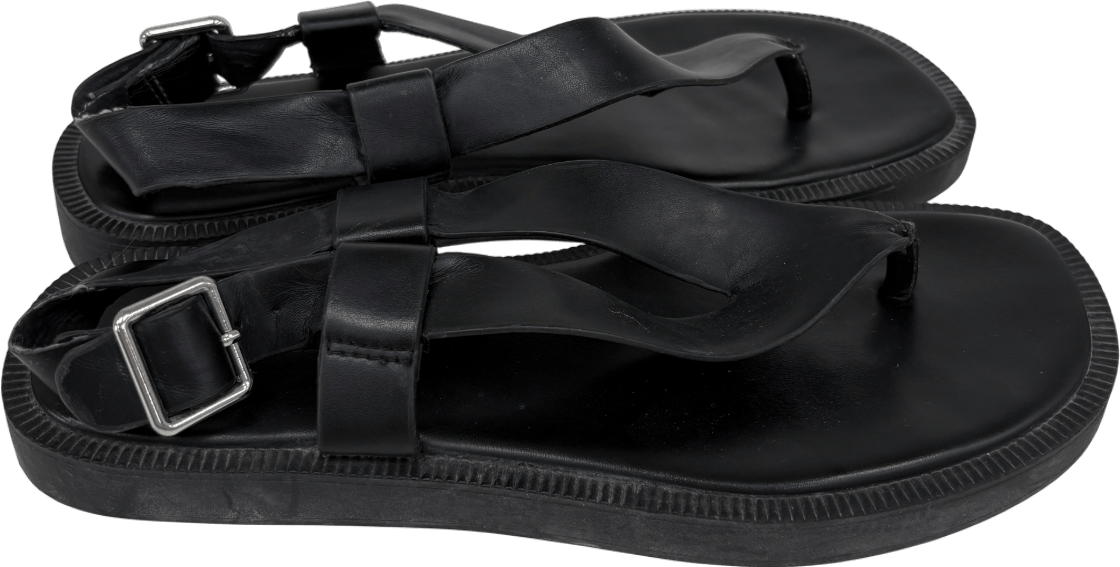 Pull&Bear Black Flat Thong Sandals UK 4 EU 37 👠 - Reliked