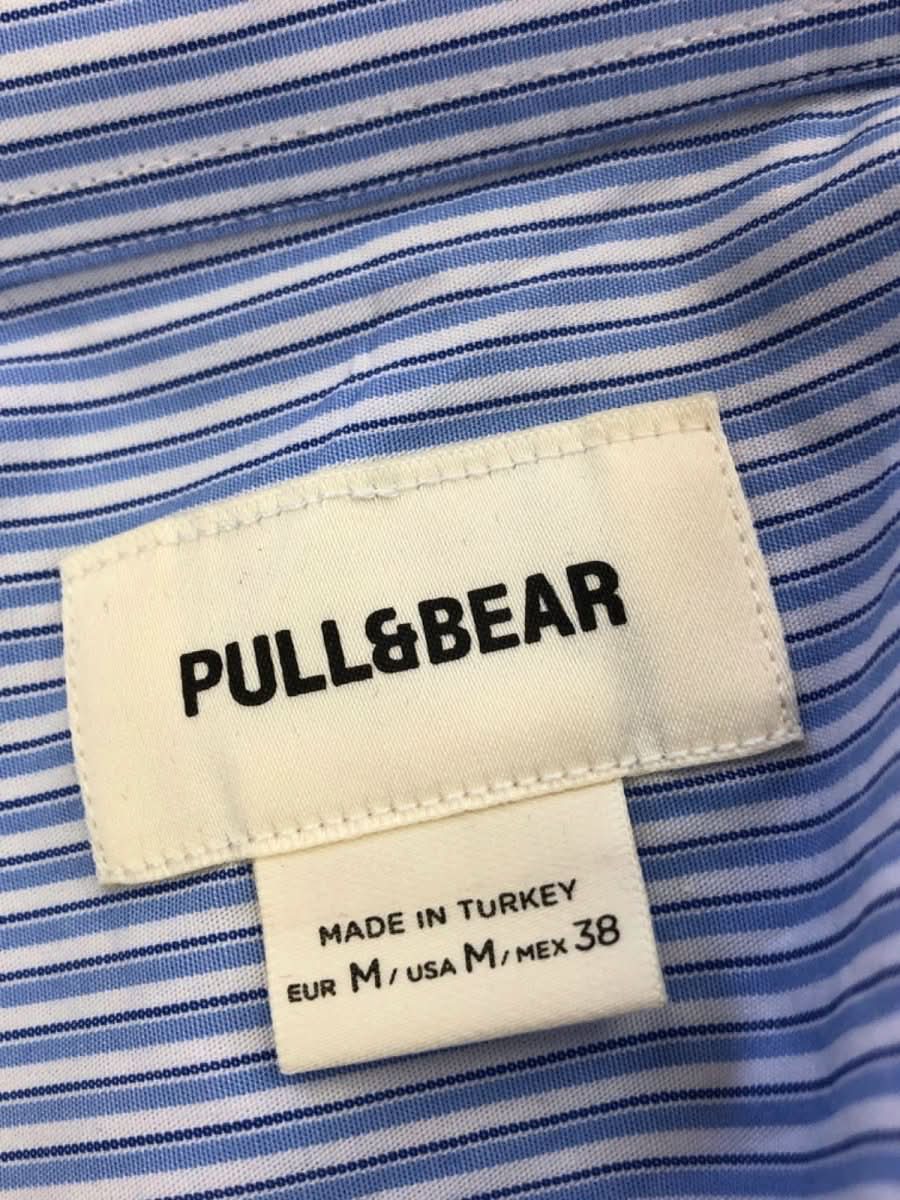 Pull&Bear Blue Striped Cropped Fit Shirt UK M - Reliked