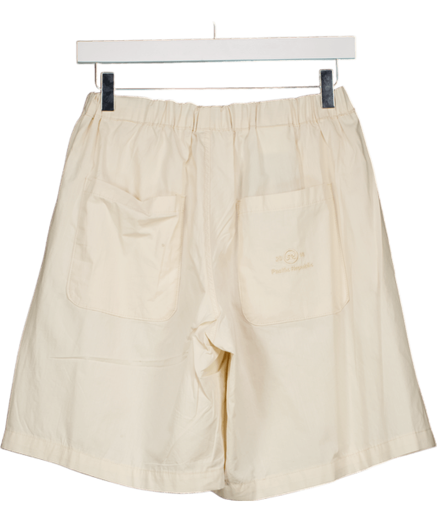 Pull&Bear Cream Technical Bermuda Shorts With Belt UK S - Reliked