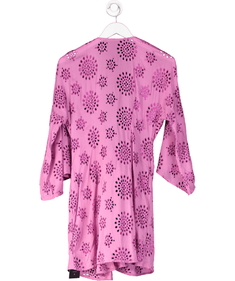 Purple Broderie Embroidered Short Kimono UK S - Reliked