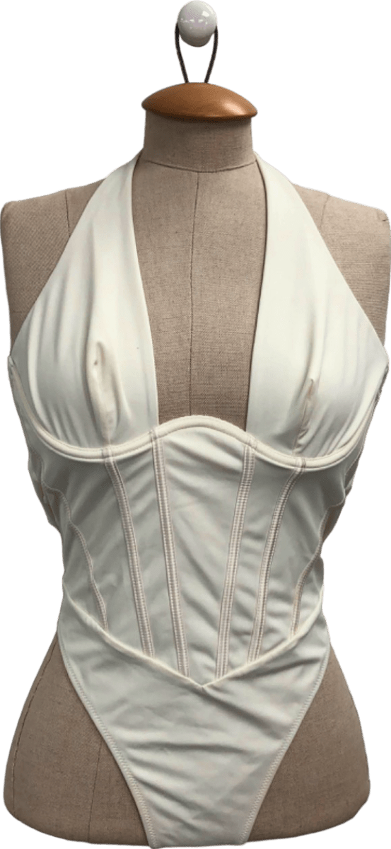 Pursuit White Halterneck Swimsuit UK S - Reliked
