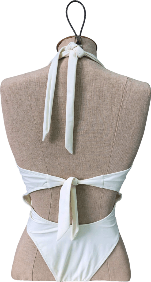 Pursuit White Halterneck Swimsuit UK S - Reliked