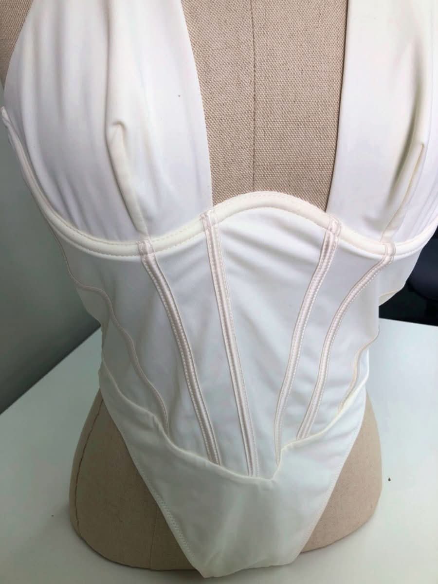 Pursuit White Halterneck Swimsuit UK S - Reliked