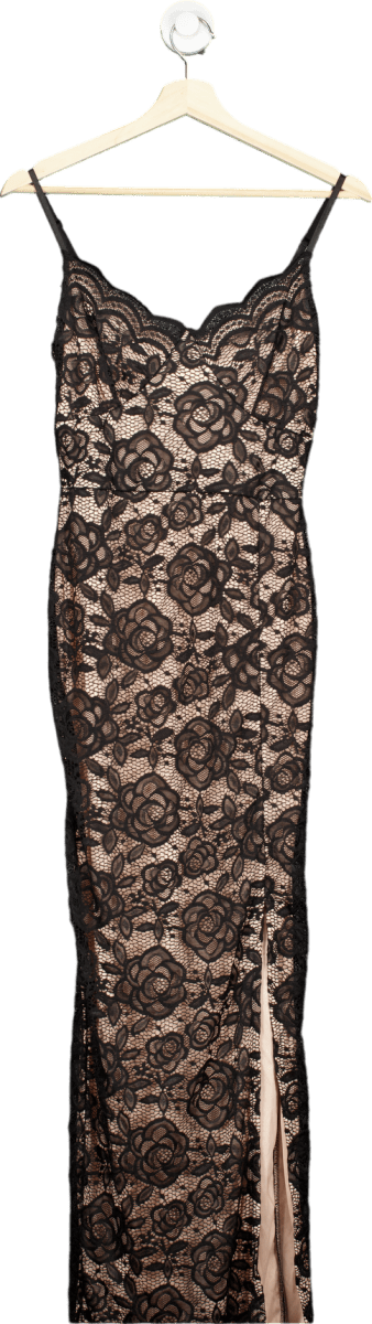 Quiz Black Lace Overlay Maxi Dress UK 8 - Reliked