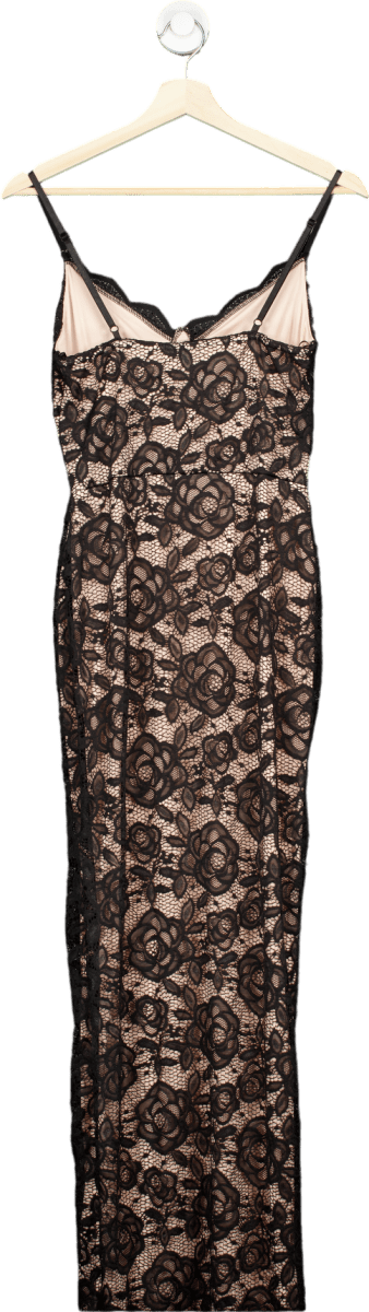 Quiz Black Lace Overlay Maxi Dress UK 8 - Reliked