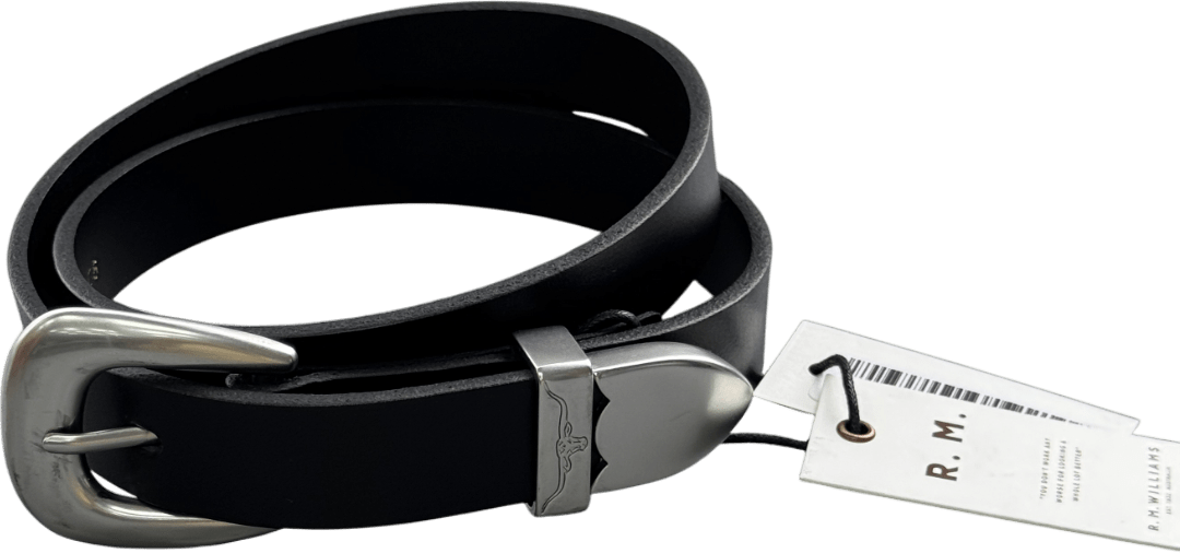 R M WILLIAMS Black Leather Cate Belt W28 - Reliked
