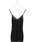 Rachel Gilbert Black V - neck Strappy Mesh Mini Dress UK 6 - Reliked