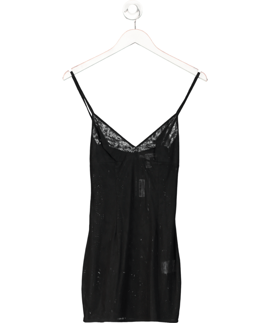 Rachel Gilbert Black V - neck Strappy Mesh Mini Dress UK 6 - Reliked