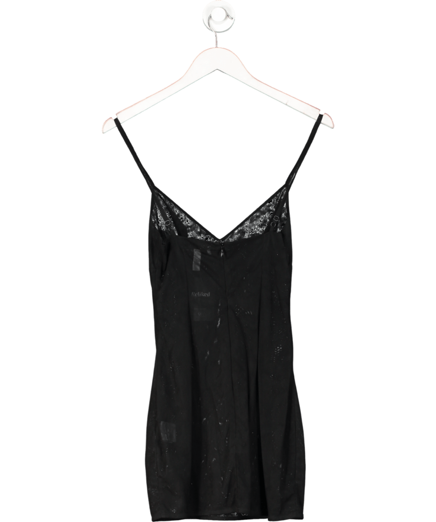 Rachel Gilbert Black V - neck Strappy Mesh Mini Dress UK 6 - Reliked