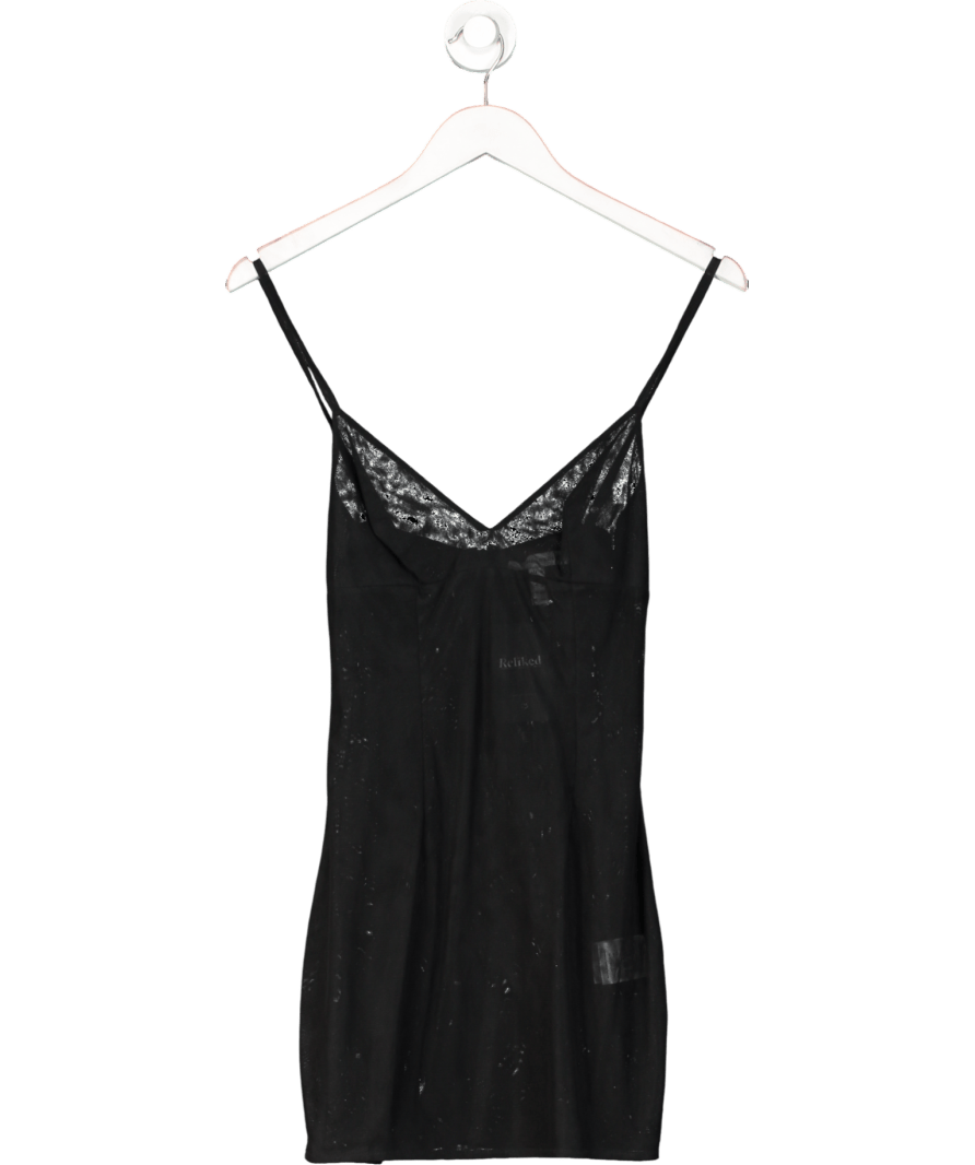 Rachel Gilbert Black V - neck Strappy Mesh Mini Dress UK 6 - Reliked
