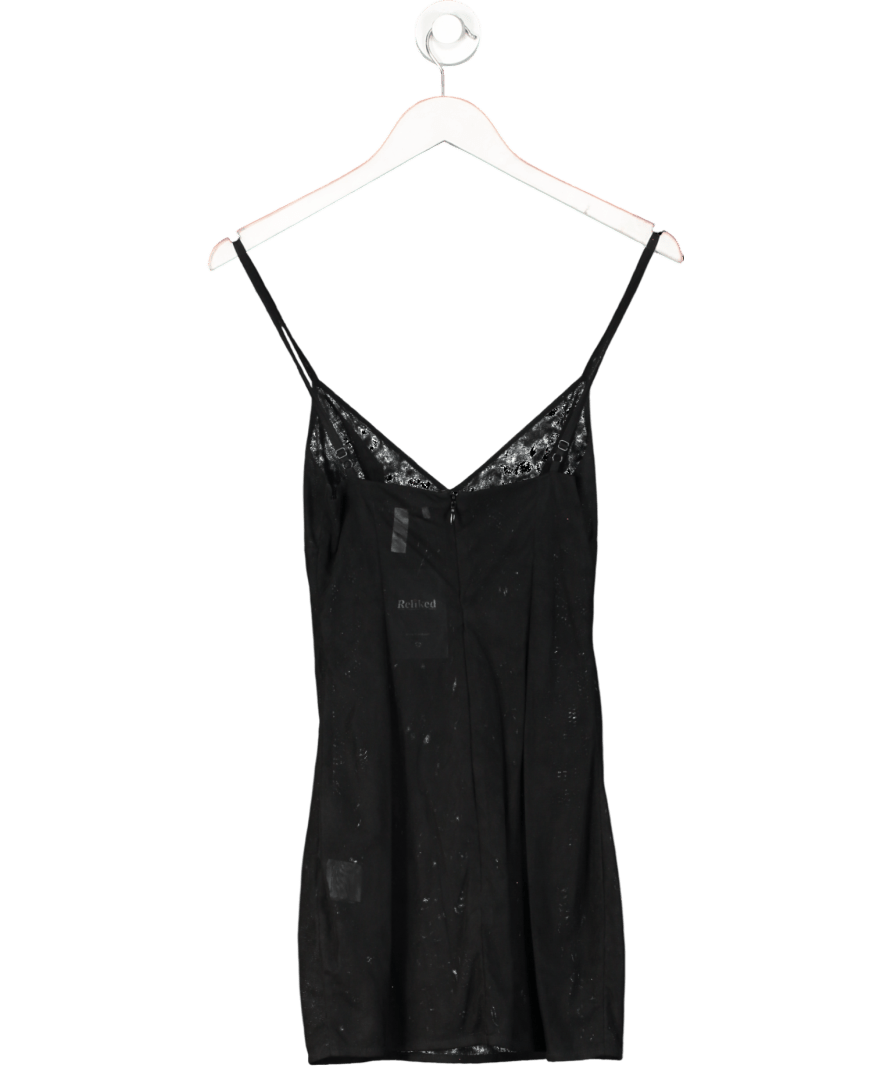 Rachel Gilbert Black V - neck Strappy Mesh Mini Dress UK 6 - Reliked