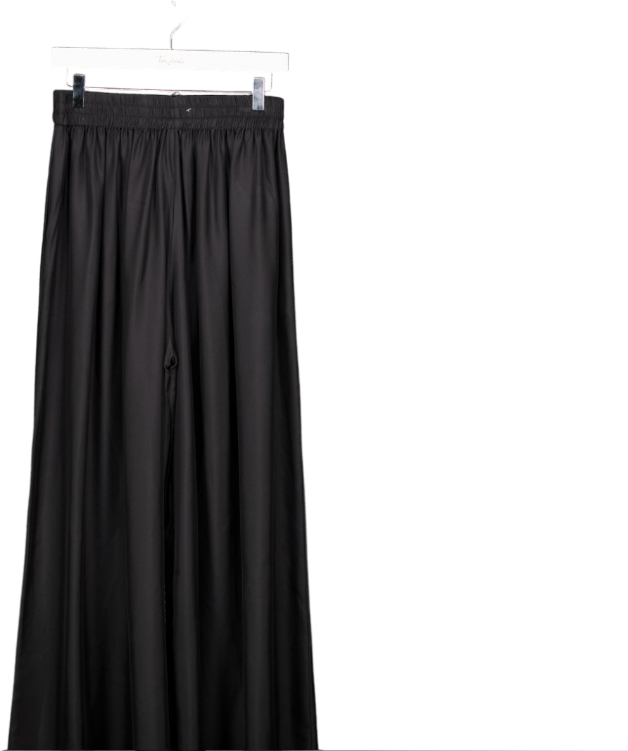 Raey Black 100% Silk Elasticated Waist Wide Leg Palazzo Pants UK 8 - Reliked