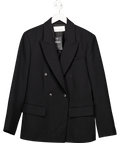 Raey Black 100% Wool Double Breasted Blazer UK 14 - Reliked