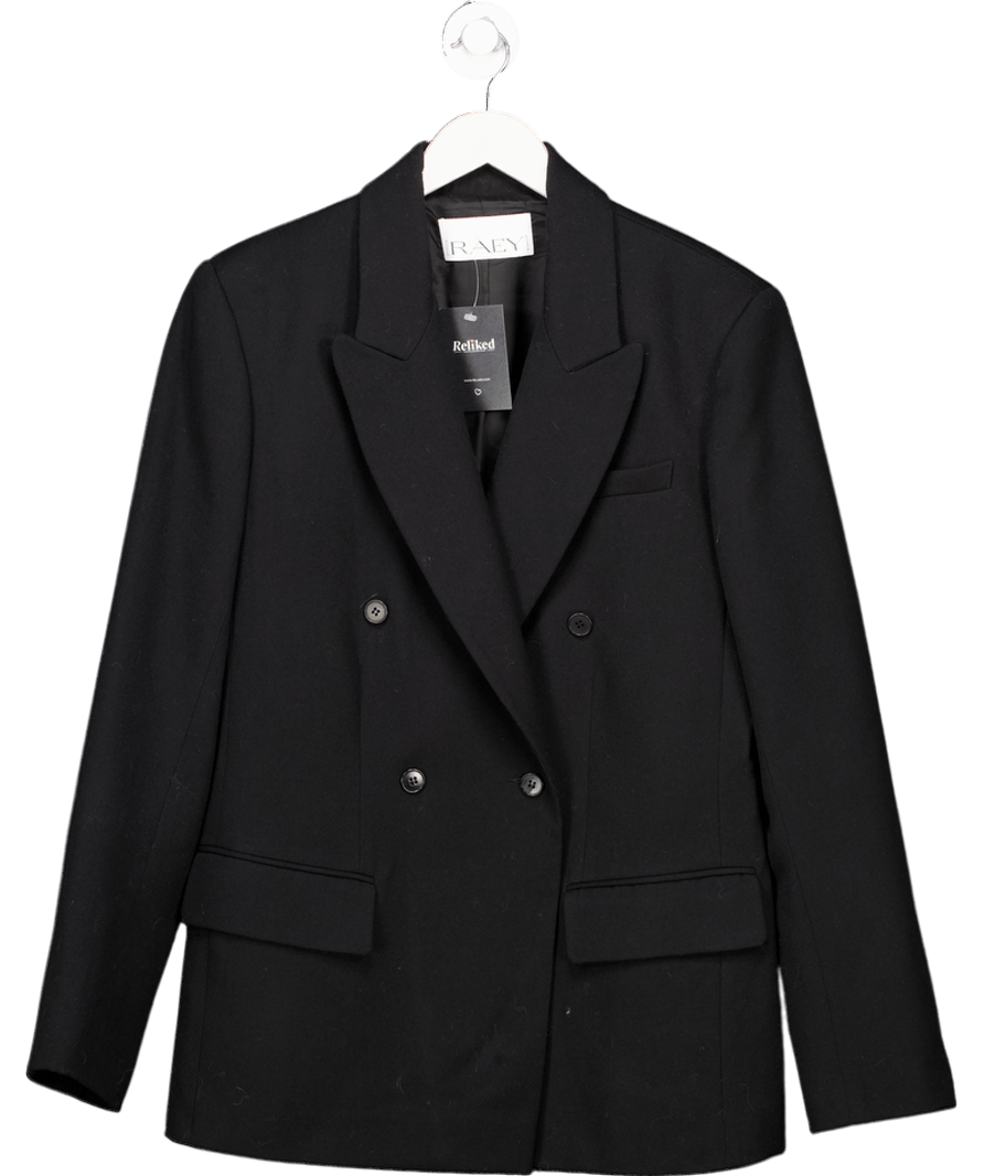 Raey Black 100% Wool Double Breasted Blazer UK 14 - Reliked
