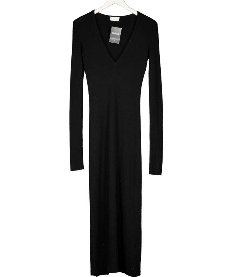 Raey Black Deep - V Fine - rib 100% Cashmere Dress UK S - Reliked