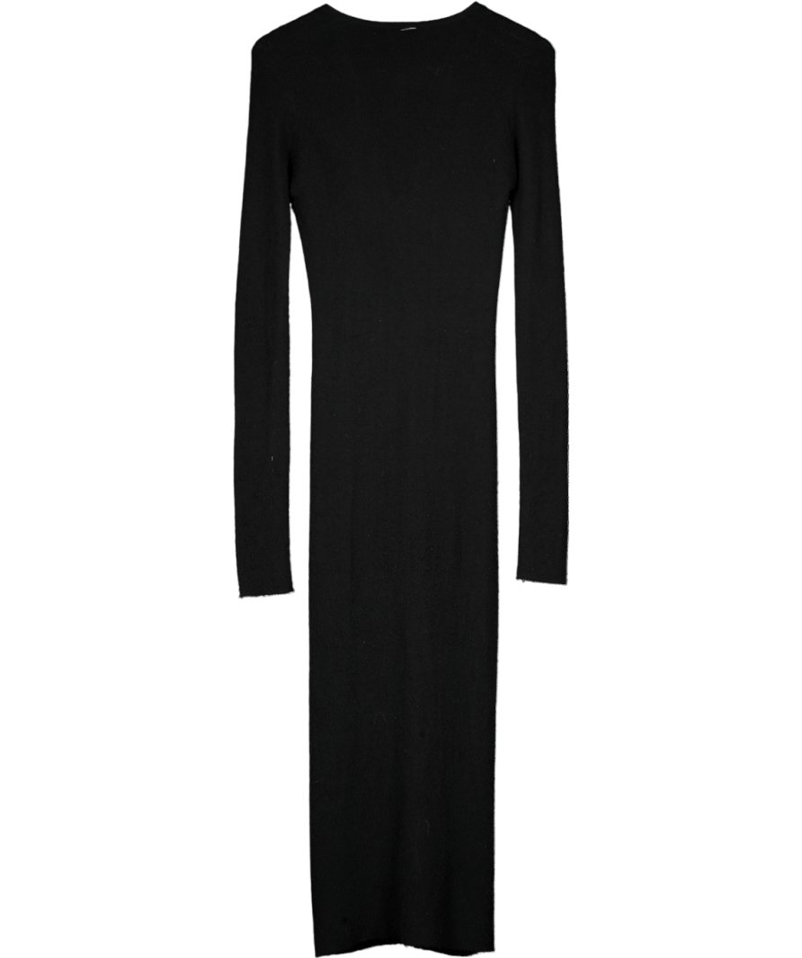Raey Black Deep - V Fine - rib 100% Cashmere Dress UK S - Reliked