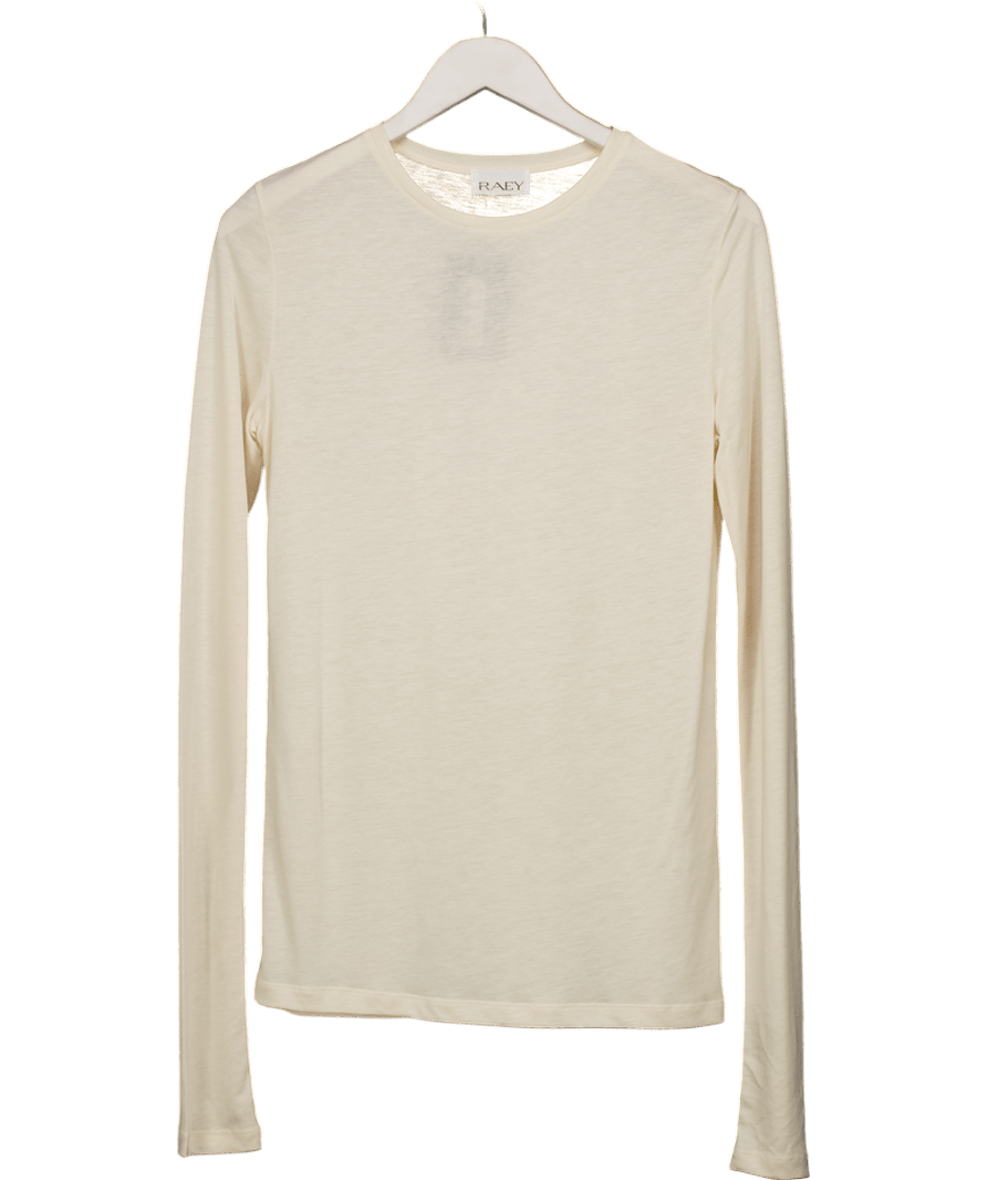 Raey Cream Lyocell Blend Long Sleeve T-shirt UK 8 - Reliked