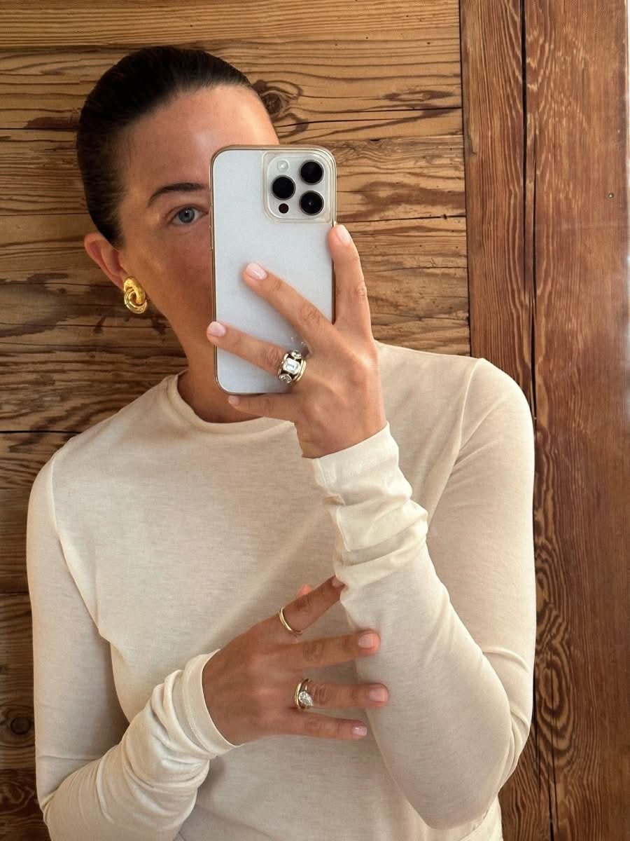 Raey Cream Lyocell Blend Long Sleeve T-shirt UK 8 - Reliked