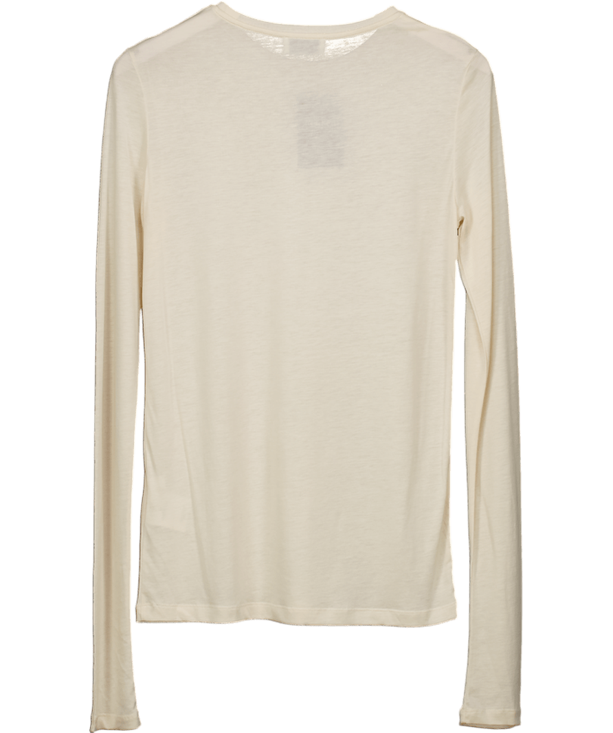 Raey Cream Lyocell Blend Long Sleeve T-shirt UK 8 - Reliked