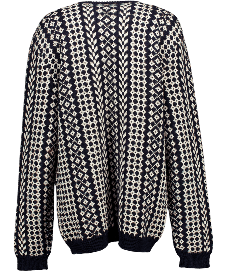 RAF SIMONS Black / Ivory Fair Isle 100% Merino Wool Jumper UK 44" CHEST - Reliked