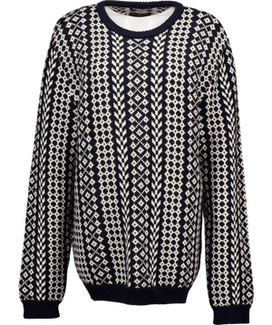 RAF SIMONS Black / Ivory Fair Isle 100% Merino Wool Jumper UK 44" CHEST