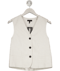Rag & Bone White Erin Striped Cotton And Linen - blend Twill Vest UK S - Reliked