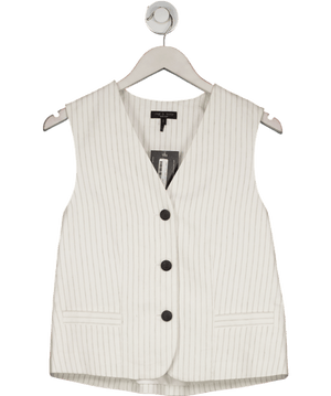 Rag & Bone White Erin Striped Cotton And Linen-blend Twill Vest UK S