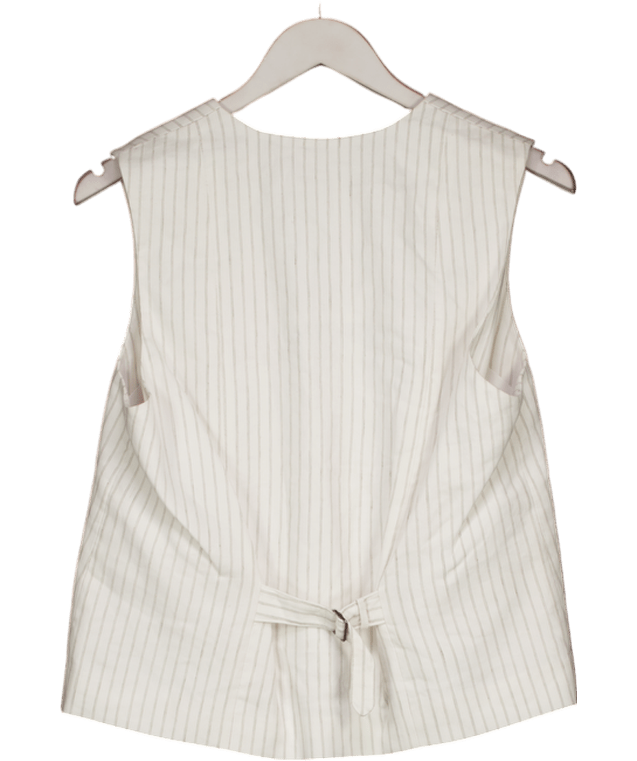 Rag & Bone White Erin Striped Cotton And Linen - blend Twill Vest UK S - Reliked