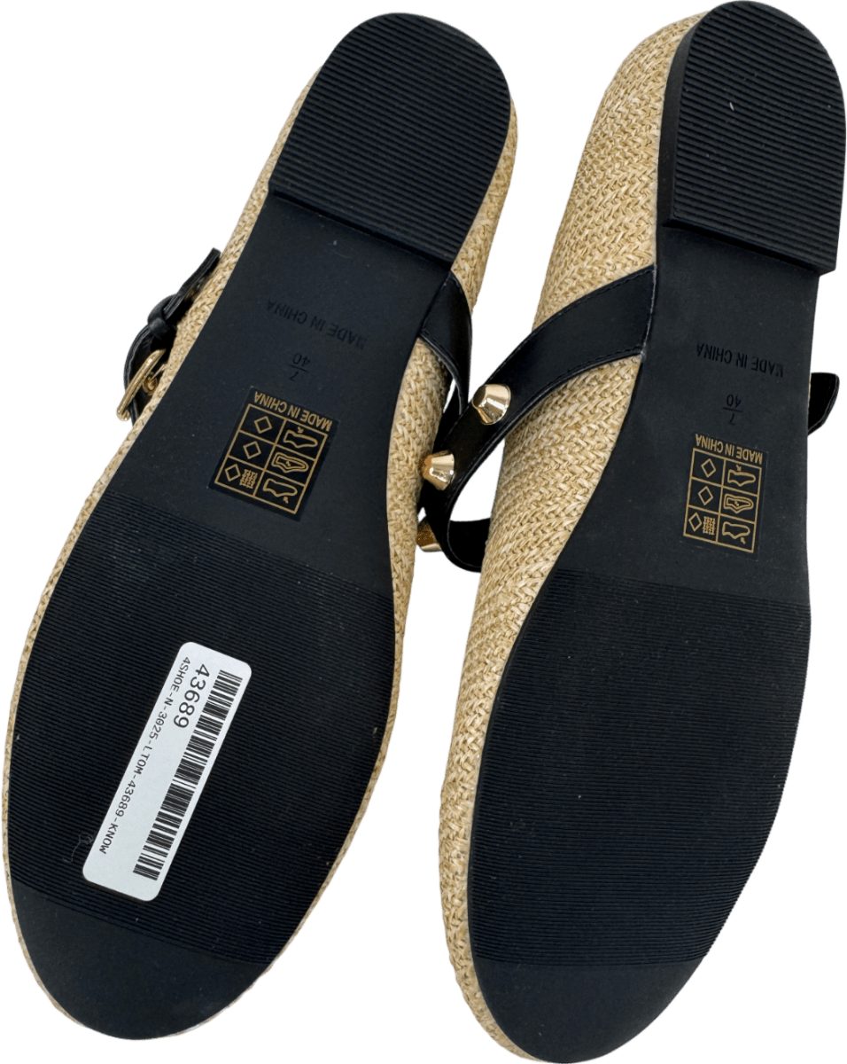Raid Beige Novie Jute Ballet Flats With Gold Buckle UK 7 EU 40 👠 - Reliked