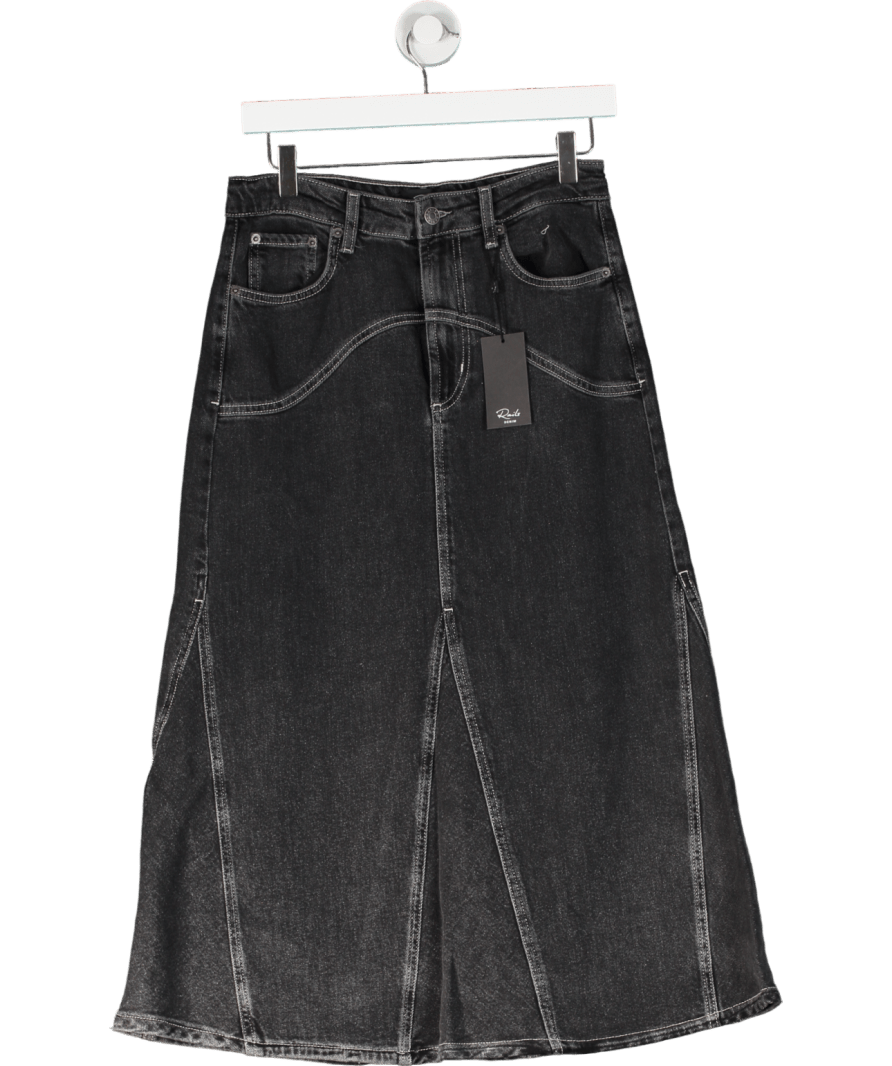 Rails Del Rey Midi Denim Skirt Black Sand W27 - Reliked