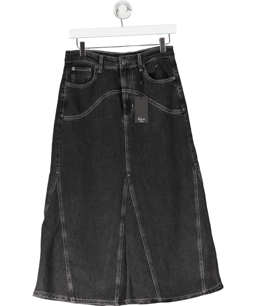 Rails Del Rey Midi Denim Skirt Black Sand W27 - Reliked