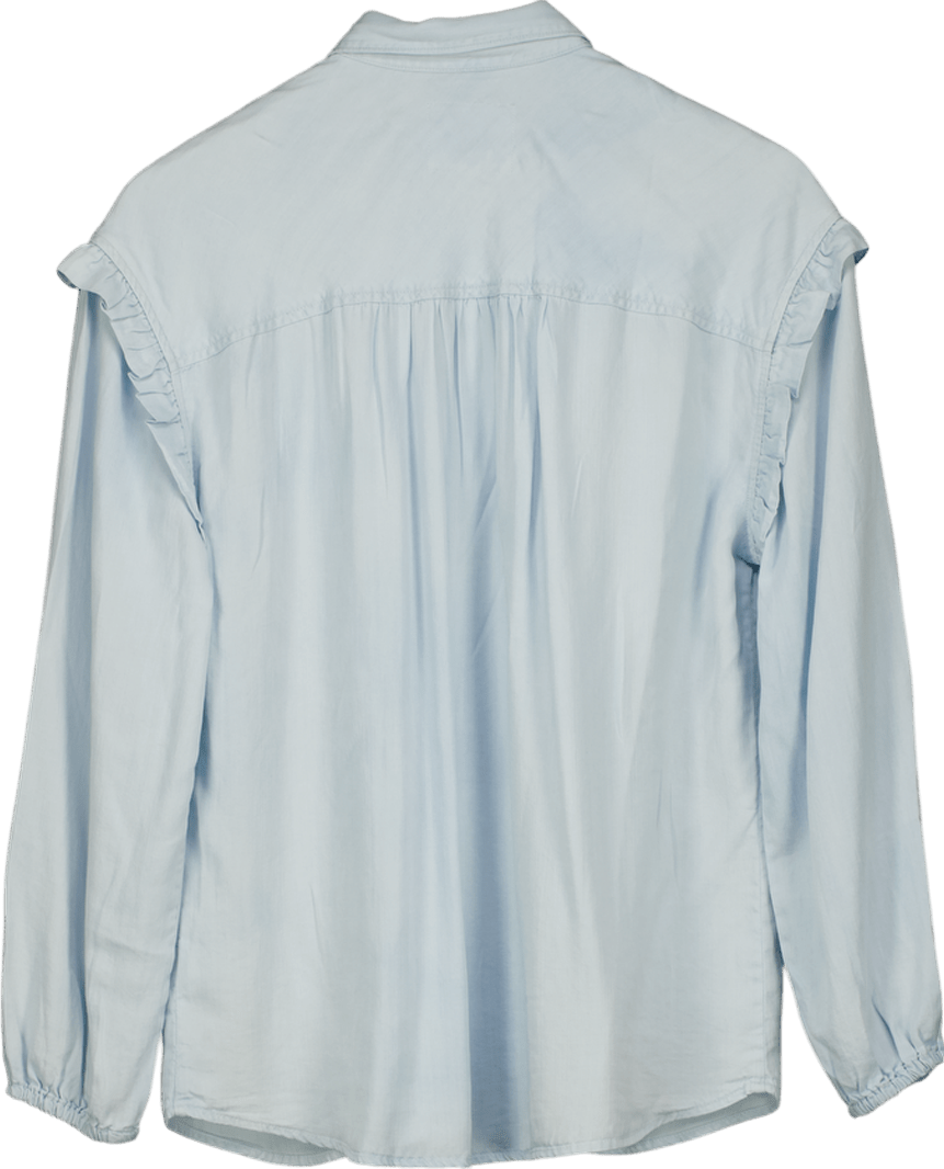 Rails Light Blue Chambray Willow Frill Detail Shirt UK S - Reliked