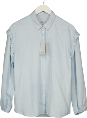 RAILS Light Blue Chambray Denim Willow Frill Detail Shirt UK S
