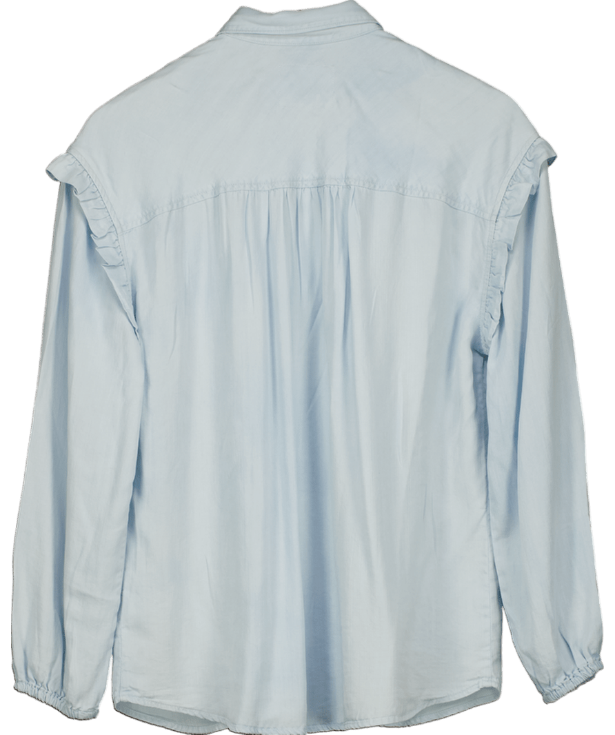 Rails Light Blue Chambray Willow Frill Detail Shirt UK XS - Reliked
