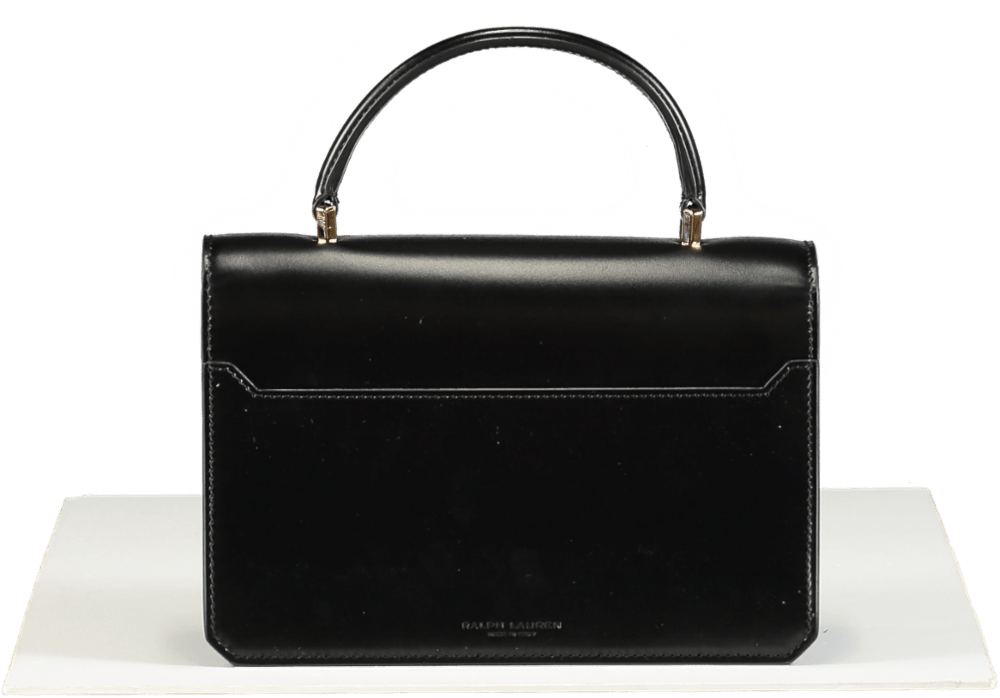 Ralph Lauren Black RL 888 Box Calfskin Top Handle Bag with shoulder strap - Reliked
